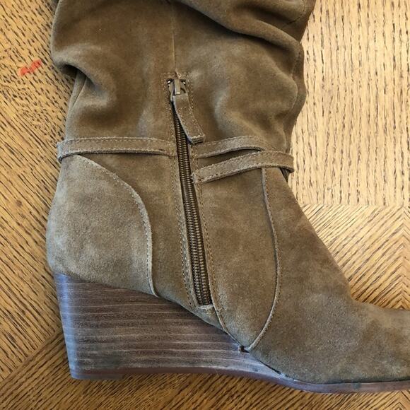 Violet & Red Jordy Brown Leather Suede Wedge Slouch Boots Size 9 - Picture 3 of 9